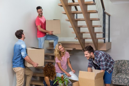 Office relocation service with packed equipment and furniture