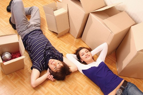 Packed moving boxes ready for collection in Edgware